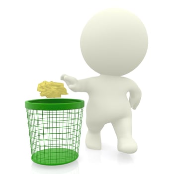 Throwing paper in the bin