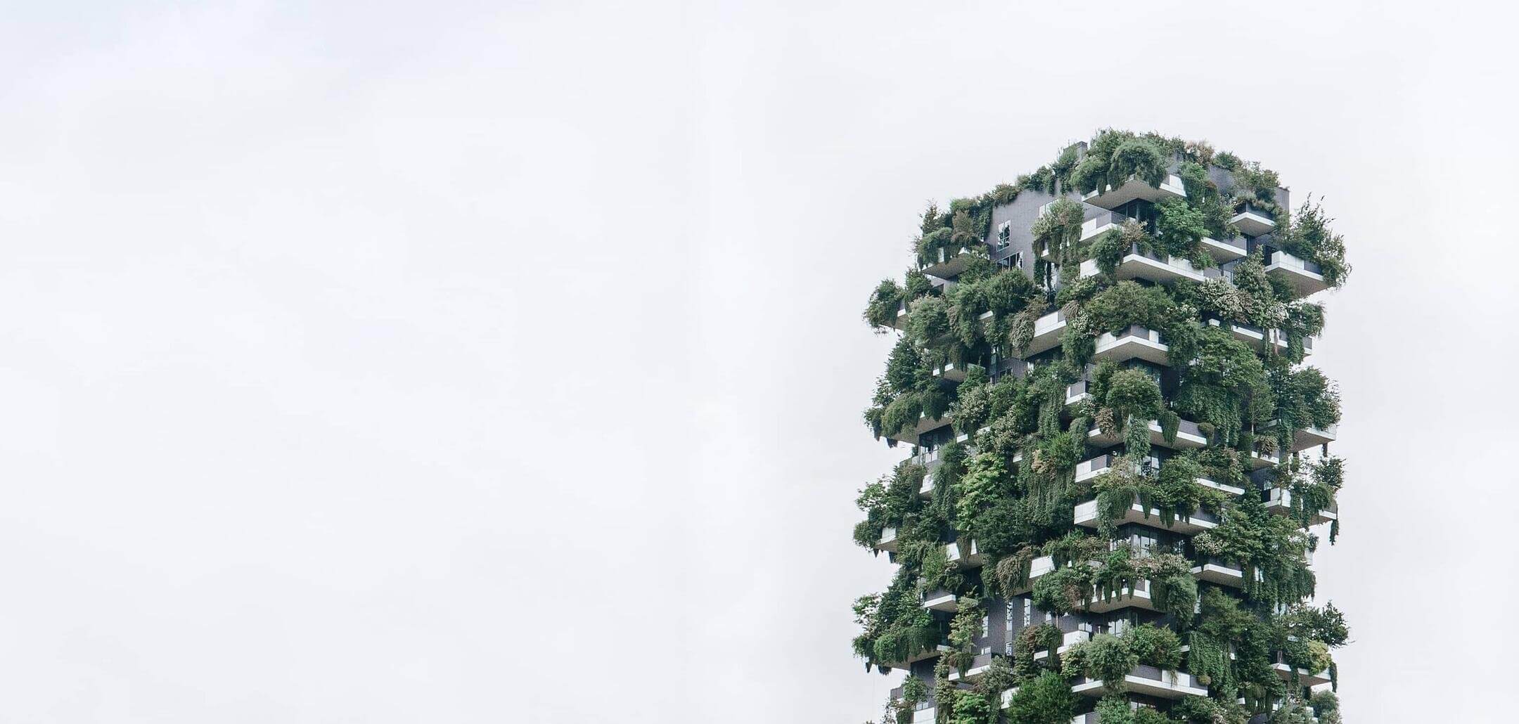 building with green trees
